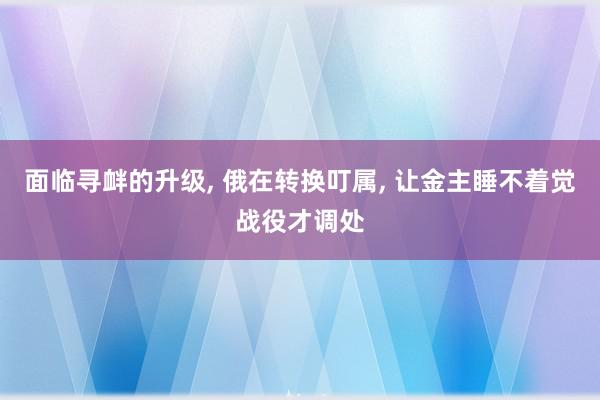 面临寻衅的升级, 俄在转换叮属, 让金主睡不着觉战役才调处