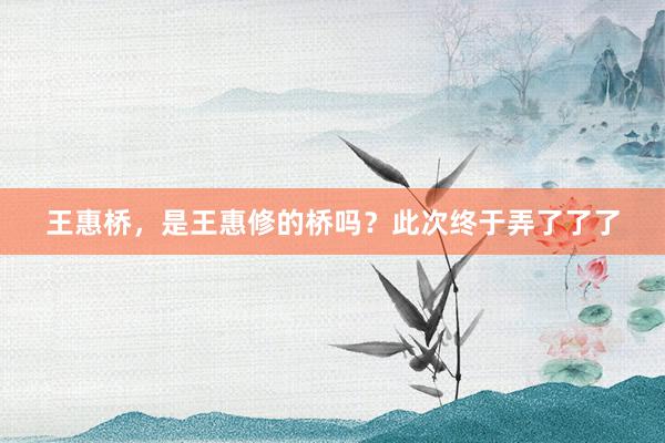 王惠桥，是王惠修的桥吗？此次终于弄了了了