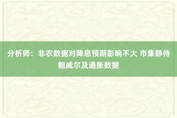 分析师：非农数据对降息预期影响不大 市集静待鲍威尔及通胀数据