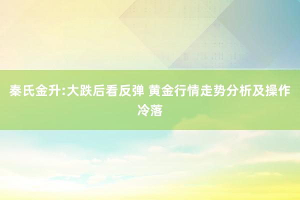 秦氏金升:大跌后看反弹 黄金行情走势分析及操作冷落