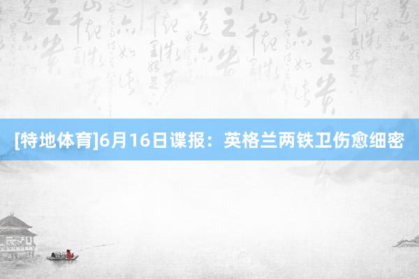 [特地体育]6月16日谍报：英格兰两铁卫伤愈细密