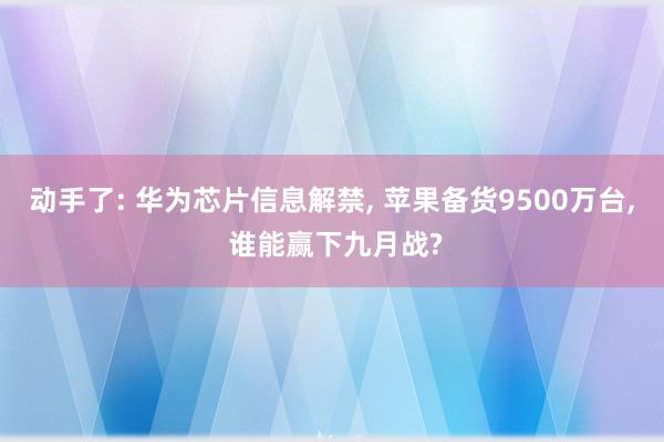 动手了: 华为芯片信息解禁, 苹果备货9500万台, 谁能赢下九月战?