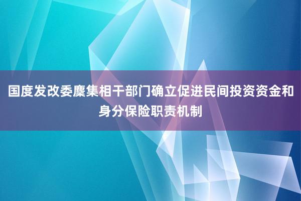 国度发改委麇集相干部门确立促进民间投资资金和身分保险职责机制