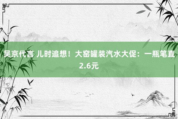 吴京代言 儿时追想！大窑罐装汽水大促：一瓶笔直2.6元