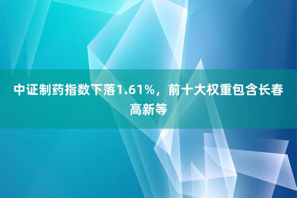 中证制药指数下落1.61%，前十大权重包含长春高新等