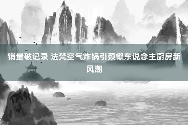 销量破记录 法梵空气炸锅引颈懒东说念主厨房新风潮