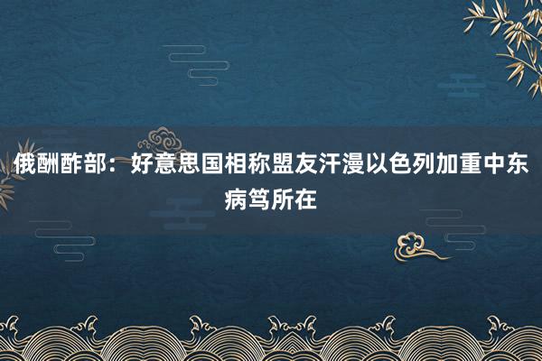 俄酬酢部：好意思国相称盟友汗漫以色列加重中东病笃所在