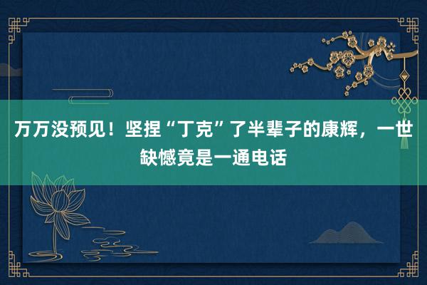 万万没预见！坚捏“丁克”了半辈子的康辉，一世缺憾竟是一通电话