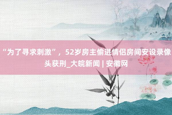 “为了寻求刺激”，52岁房主偷进情侣房间安设录像头获刑_大皖新闻 | 安徽网